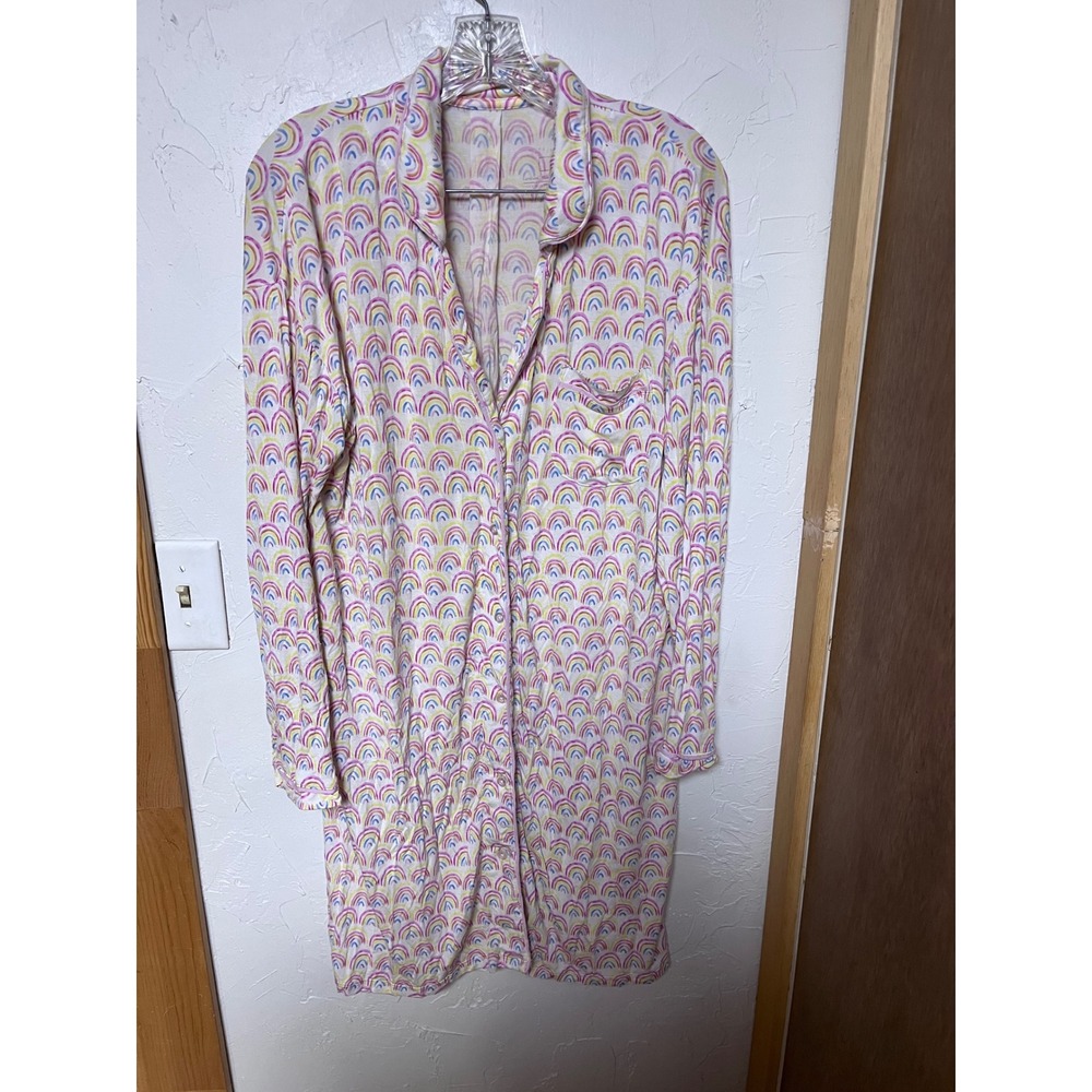 Little Sleepies‎ Rainbow Lunaluxe Bamboo Viscose Button Front Night Dress Large